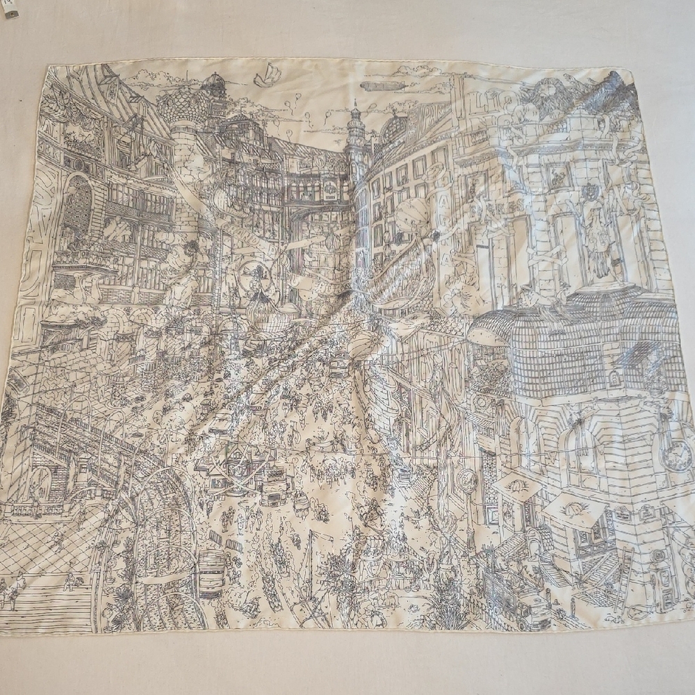 Hermes Le Grand Prix Du Faubourg Scarf 90, White With Grey